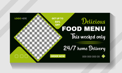 Abstract fast food billboard banner design template.