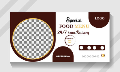 Abstract fast food billboard banner design template.