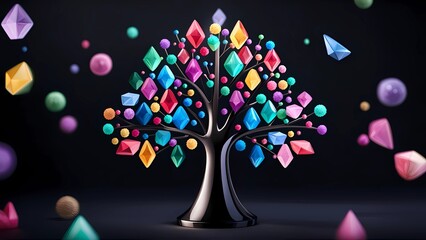 Jewellery tree made by gems on black background