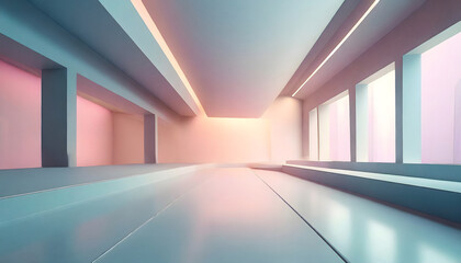 Futuristic modern empty room with pastel color