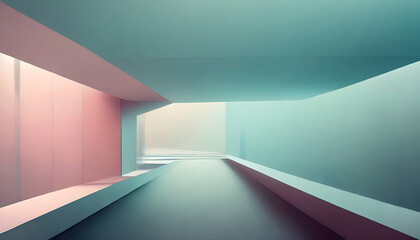 Futuristic modern empty room with pastel color