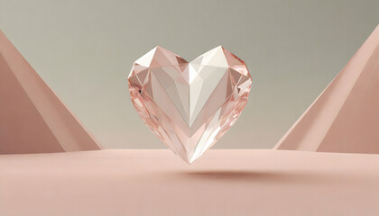 Abstract heart shape crystal glass in pastel scene