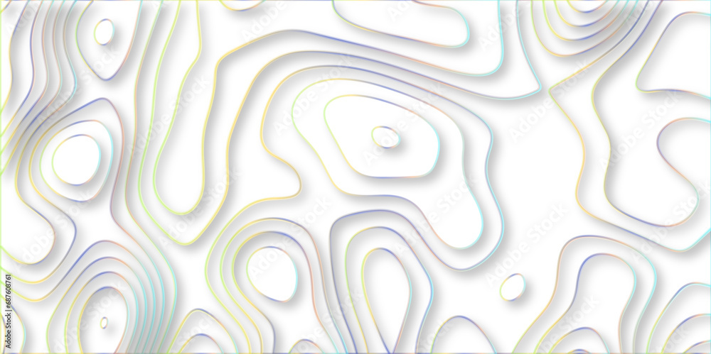 Aufkleber Abstract white background with gradient color Topographic line map pattern. Contour elevation topographic and textured Background Modern design with White background with topographic wavy patte.