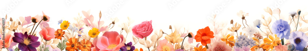 Sticker abstract flowers white background pattern or banner, creative web site header or footer template