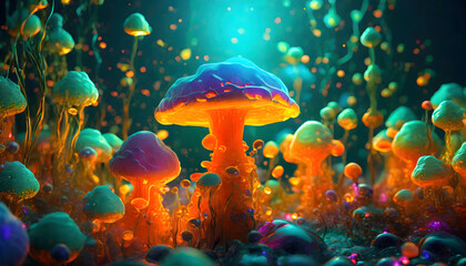 Brightly colored liquid fluid abstract trippy mushroom blobs