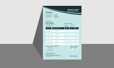 Creative ,Clean and Unique abstract style business Invoice vector design template. Minimal Invoice Layout Template Paper Sheet Include Accounting, Price, Tax, and Quantity etc.