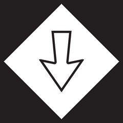 Down arrow icon vector. Scroll down logo design. Move down vector icon illustration in rhombus isolated on black background