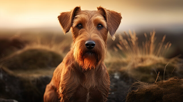 Irish terrier dog portrait