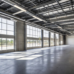 modern sleek warehouse office building facility exterior architecture, factory