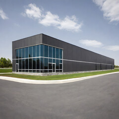 Fototapeta na wymiar modern sleek warehouse office building facility exterior architecture, factory