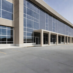 modern sleek warehouse office building facility exterior architecture, factory