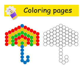 Coloring books. Illustration for kids education. Cartoon umbrella.