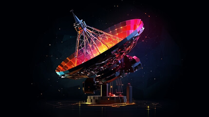 Hologram Large Satelite Dishes Telescope. Science and Technology Concept. Interface element. 3d illustration