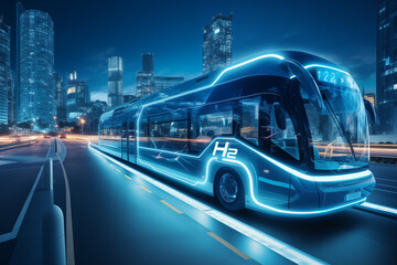 Futuristic hydrogen fuel cell bus concept	 - obrazy, fototapety, plakaty