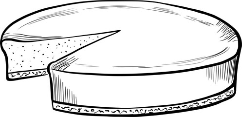 Cheesecake. Vector illustration. Grapgic style. hand drawn in a simple minimalist style. Can be used for kitchen, notes, cookbook, textile. Will look good on your product print and patterns.