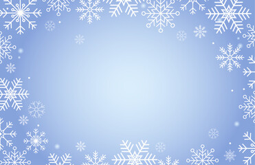 Naklejka na ściany i meble Christmas traditional blue background with white geometric snowflakes. Christmas horizontal banner. New Year, winter holidays concept.