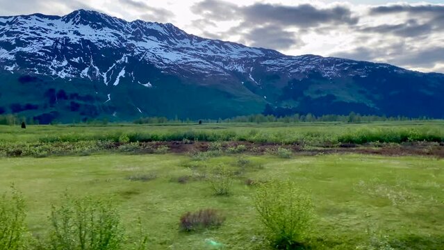 Views of the Kenai Peninsula in Alaska while riding on the Alaska Railroad (ARR).