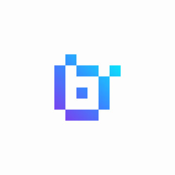 abstract initial bit pixel logo