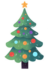 Colorful Christmas tree hand drawn  isolated  on white background vector illustration 