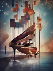 Musical Abstract painting Colorful backgrounds - obrazy, fototapety, plakaty