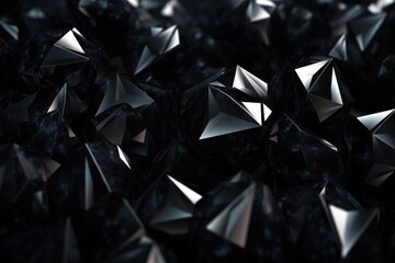 3d rendering of a black diamond on a black background. High quality photo, Abstract black crystal background, 3D render, AI Generated