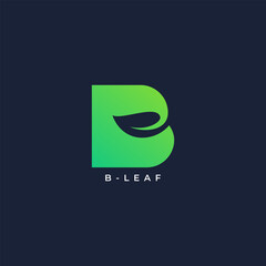 letter B logo icon with leaf