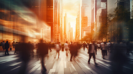 People Commuter Walking Rush Hour Cityscape Concept