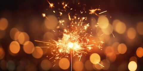 Burn Bright with Wunderkerze: A Celestial Silvester Celebration with Firecrackers, Sparks, and Intentional Bokeh Banner - obrazy, fototapety, plakaty