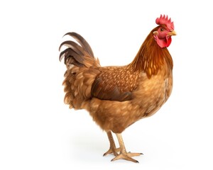 Brown Chicken Hen Standing Proudly, Full Body Shot. Perfect for Farm and Animal Related Designs