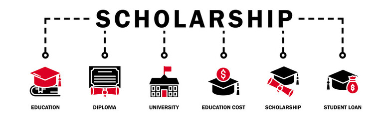 Scholarship banner web icon vector illustration concept with icon of education, diploma,...
