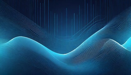 digital technology blue rhythm wavy line abstract graphic poster web page ppt background with generative - obrazy, fototapety, plakaty