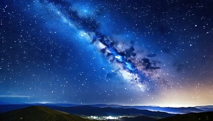 Obraz na płótnie Canvas night starry sky and bright blue galaxy vertical background