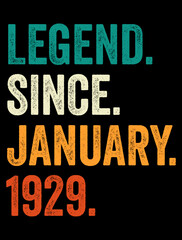 Legend Since January-Birthday Retro Vintage Typography T-shirt Design, SVG.