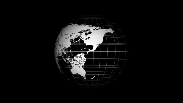 White color globe rotates, earth, globe, graphics, alpha channel