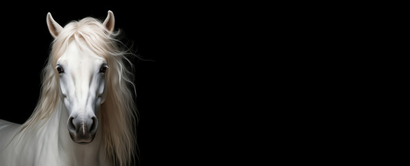 banner horse isolated on black background