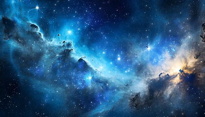 blue space galaxy background star clusters shining into deep space night sky glittering stars and nebulas generative ai generative - obrazy, fototapety, plakaty