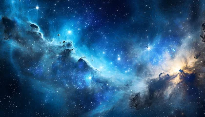 Foto auf Alu-Dibond blue space galaxy background star clusters shining into deep space night sky glittering stars and nebulas generative ai generative © Art_me2541