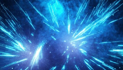 Fototapeta premium abstract background in blue neon glow colors speed of light in galaxy explosion in universe space background for event party carnival celebration anniversary or other 3d rendering