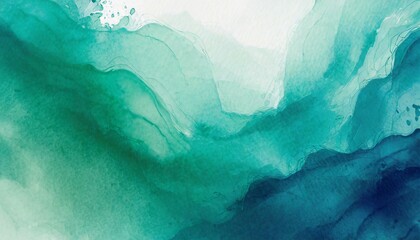 Fototapeta na wymiar abstract watercolor paint background by teal color blue and green with liquid fluid texture for background banner