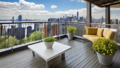 penthouse terrace with view in new york generative ai