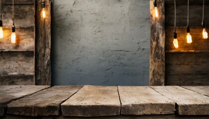empty wooden table rustic and blurred background of bar or pub for product display high quality photo
