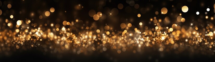 Fototapeta premium Christmas glowing Golden Background. Christmas lights. Gold Holiday New year Abstract Glitter Defocused Background With Blinking Stars and sparks. Blurred Bokeh.