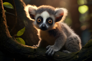 Young Lemur, in a Tree