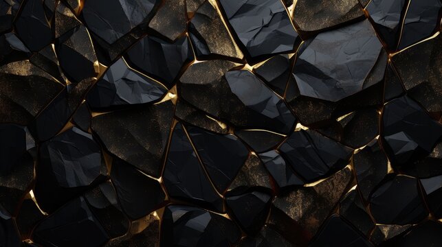 black matte  with golden sapphire texture   stone pattern, background 