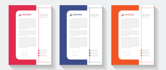 corporate modern letterhead design template with yellow, blue, green and red color. creative modern letter head design template for your project. Modern Business Letterhead Design Template, Abstract