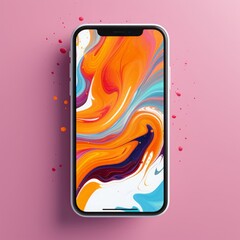 artistic mobile wallpaper with a cool splash design and minimalist line art, high quality