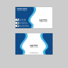 modern business card  template double sided design blue business card inspiration  creative business card and name card layout in rectangle size
