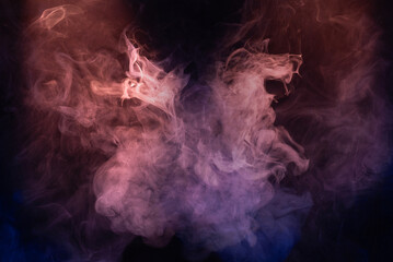 Blue and pink steam on a black background.