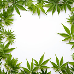 Naklejka premium Frame with Cannabis leaves. Background with marijuana isolated on white background