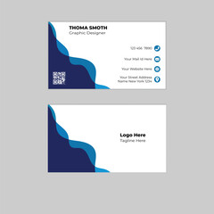 modern business card  template double sided design blue business card inspiration  creative business card and name card layout in rectangle size